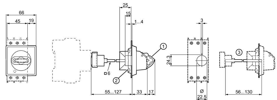 door-coupling rotary operating-Short shaft