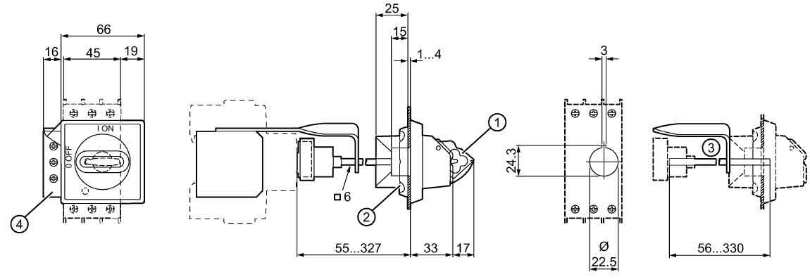 door-coupling rotary operating-Long shaft